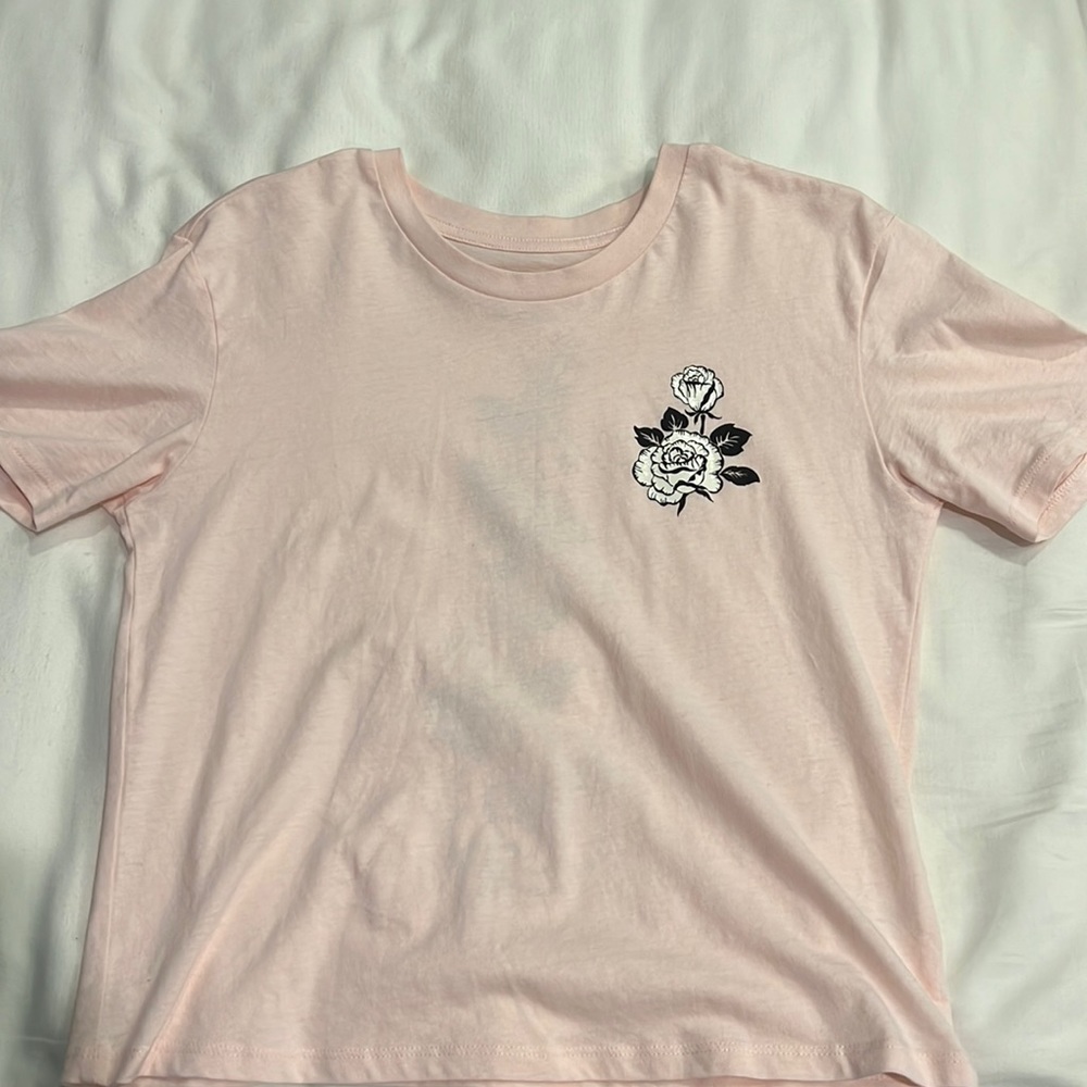 Rebellious One light pink rose tee